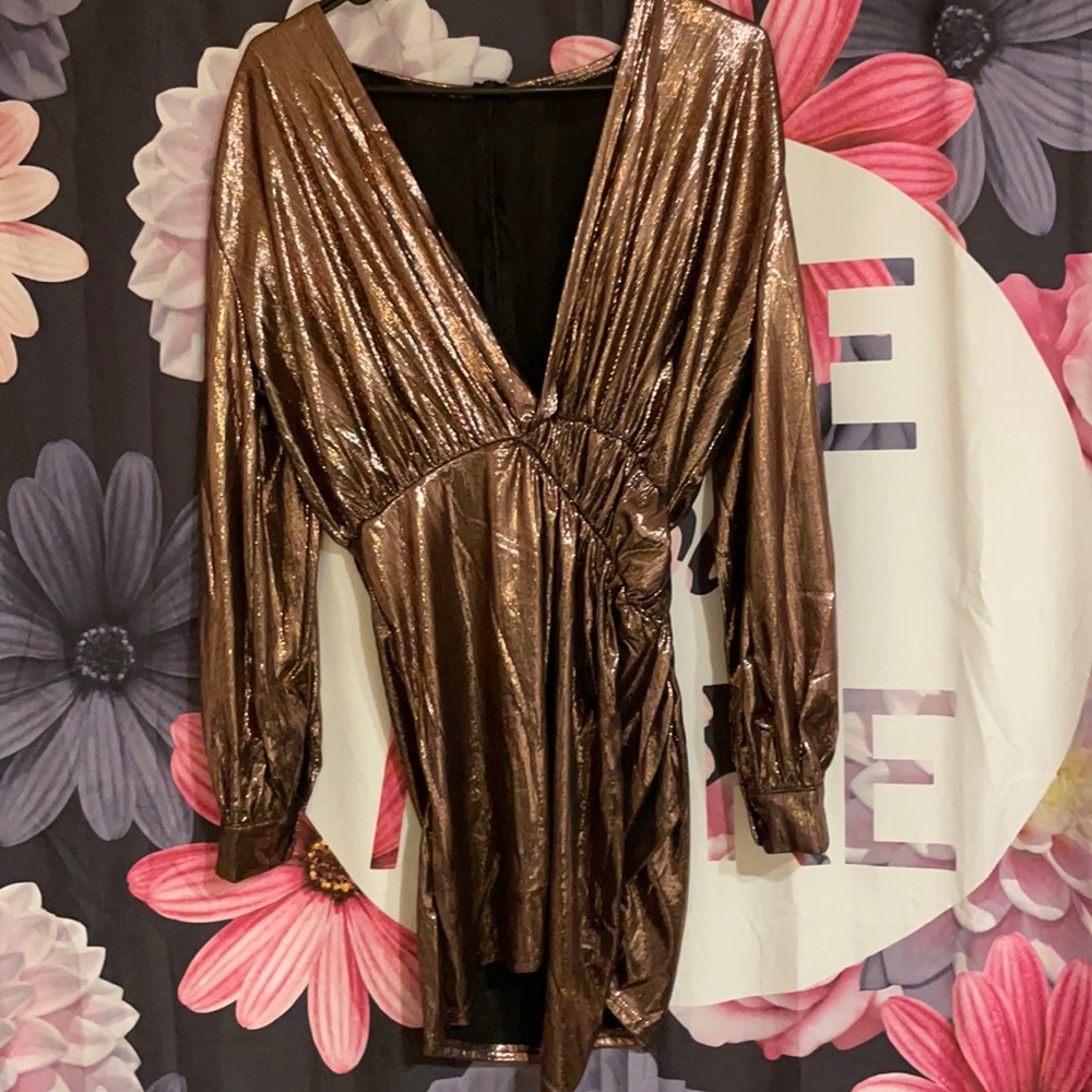 Sexy bronze mini stretchy dress